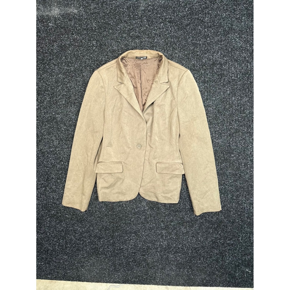 Express Womens Size 12 Taupe Brown One Button Blazer Career Professional Jacket